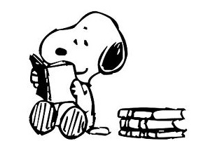 Snoopy reading books